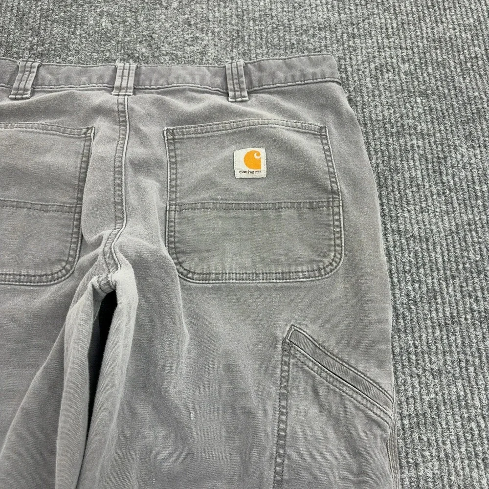 Carhartt Carpenter Pants Mens 34x32 Gray Canvas Relaxed Fit Utility Workwear